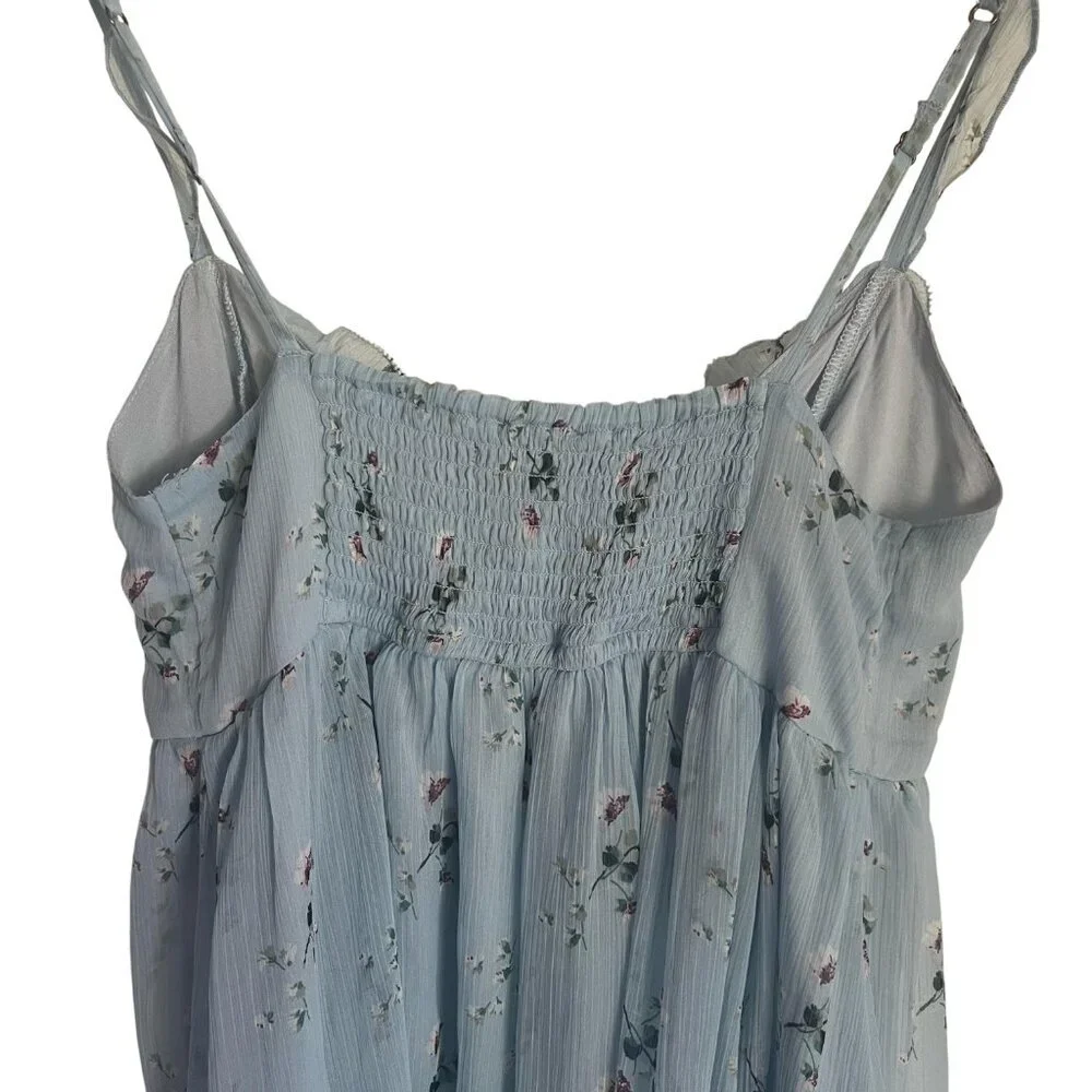 Abercrombie & Fitch Womens Dress, Blue Babydoll Mini Flowy Tiered Coquette Small - Picture 6 of 11